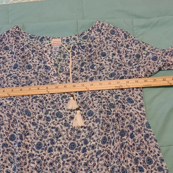 Canyon River Blues Paesant Pre-owned Blue&White Long Sleeve Summer Blouse  Sheer - Picture 9 of 11